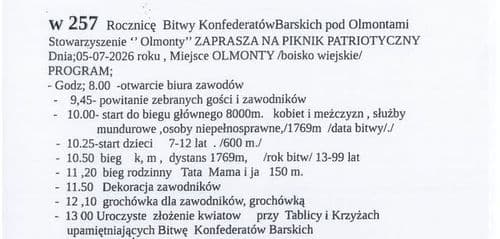 Piknik Patriotyczny w Olmontach (w 257. rocznicę Bitwy pod Olmontami)