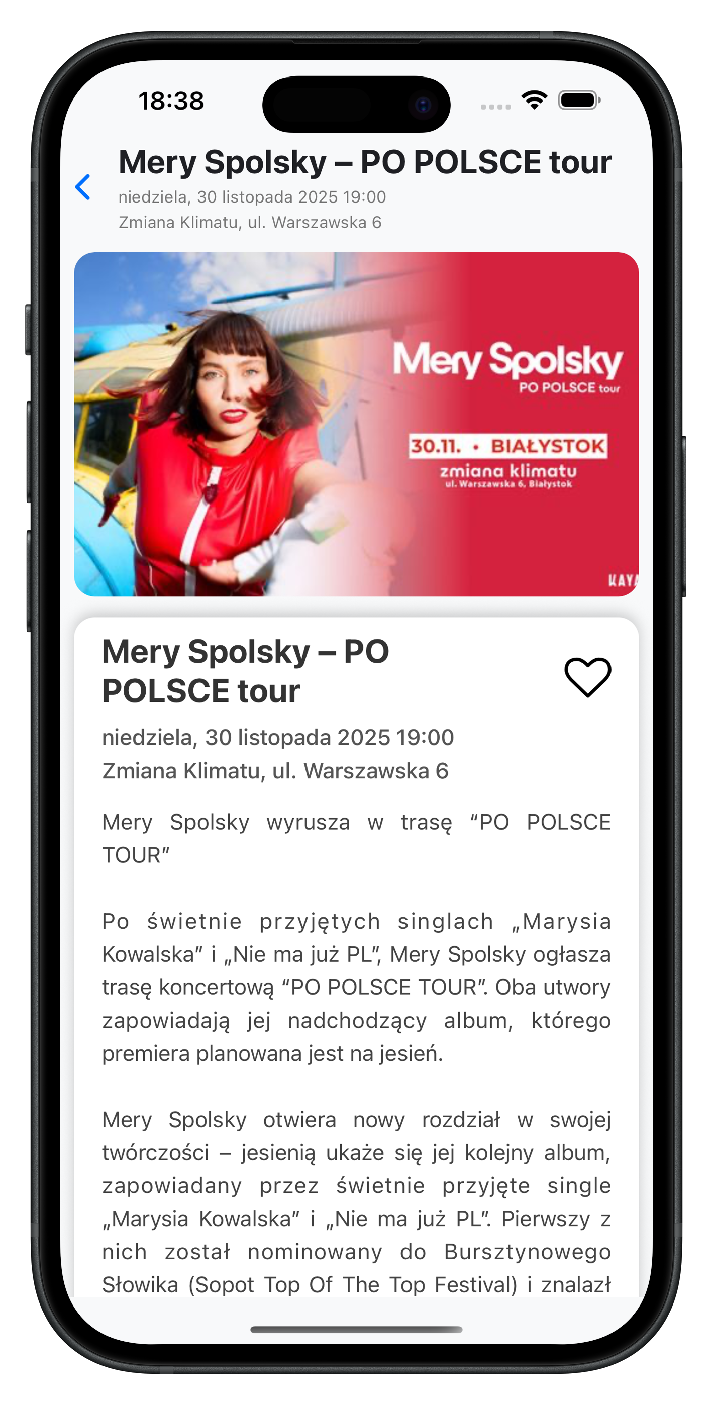 Aplikacja Śledź Białystok - szczegóły wydarzenia w Białymstoku